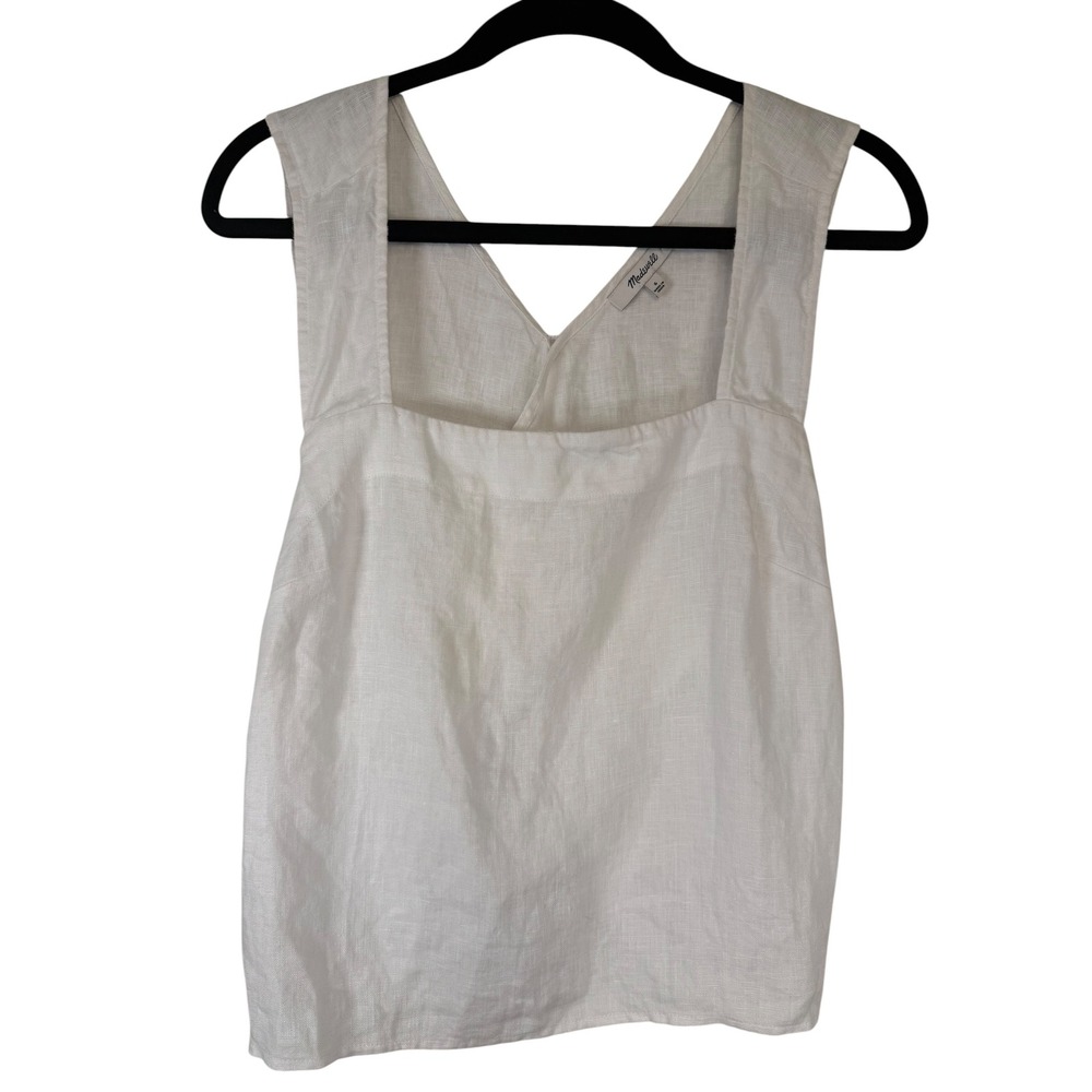 Madewell White Linen Crossover Tulip Back Tank Top Size 6